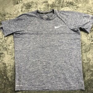 Nike Swim Shirt Mens Medium Blue Dri-FIT Rash Guard NESSA589 Short Sleeve